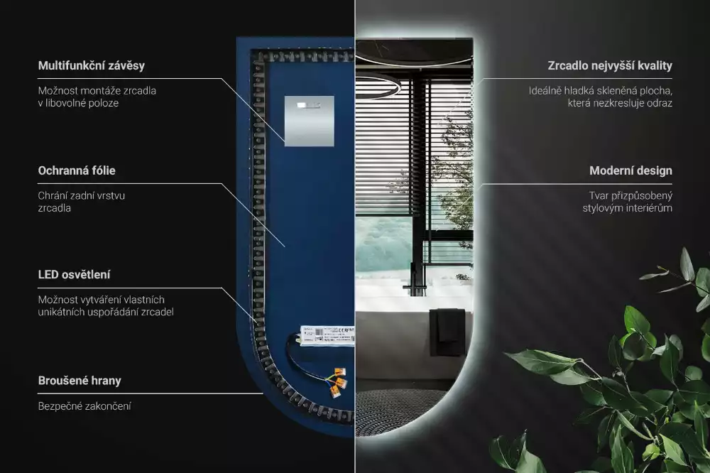Lustro łukowe z podświetleniem LED