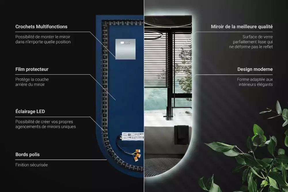 Lustro łukowe z podświetleniem LED
