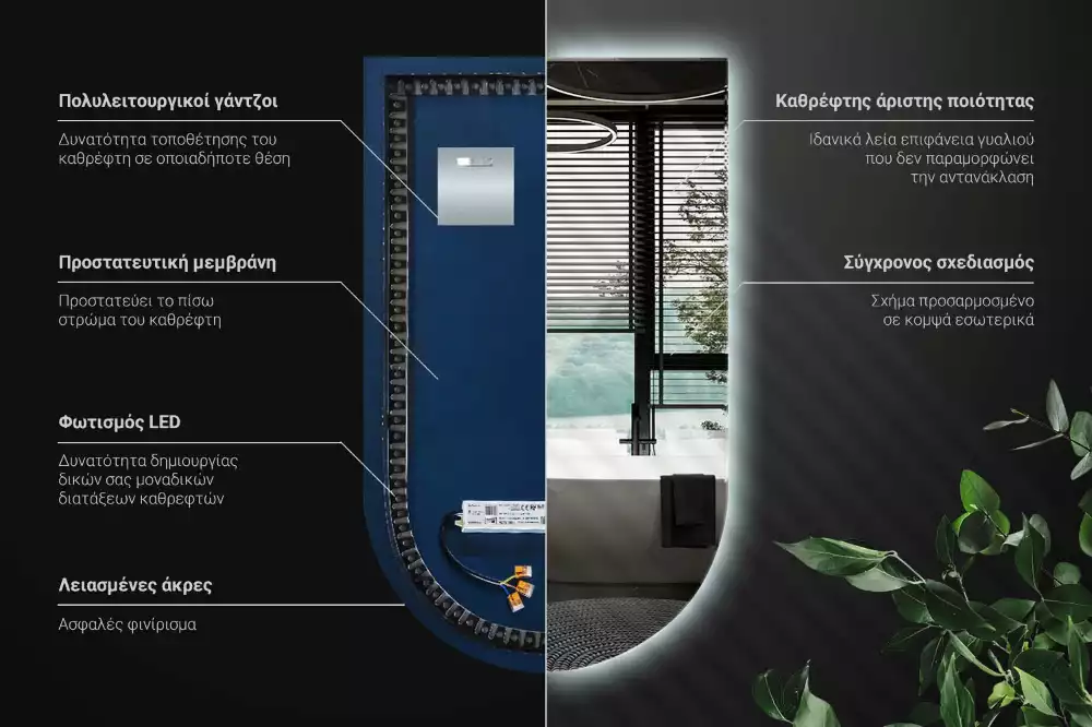 Lustro łukowe z podświetleniem LED