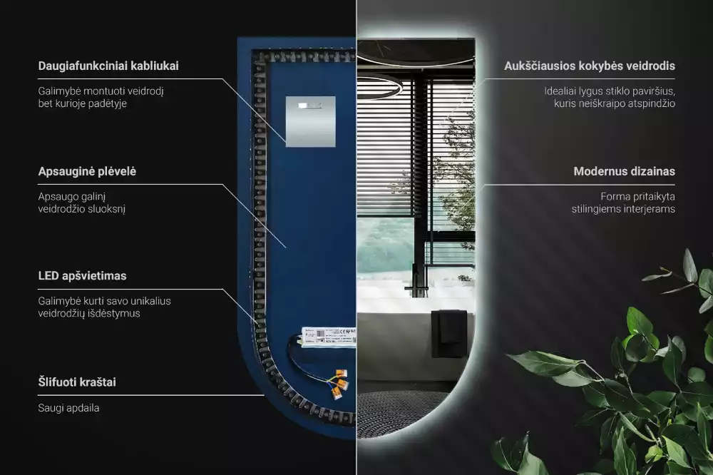 Lustro łukowe z podświetleniem LED