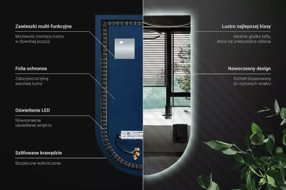 Lustro łukowe z podświetleniem LED