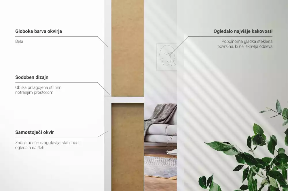 Lustro stojące w białej ramie