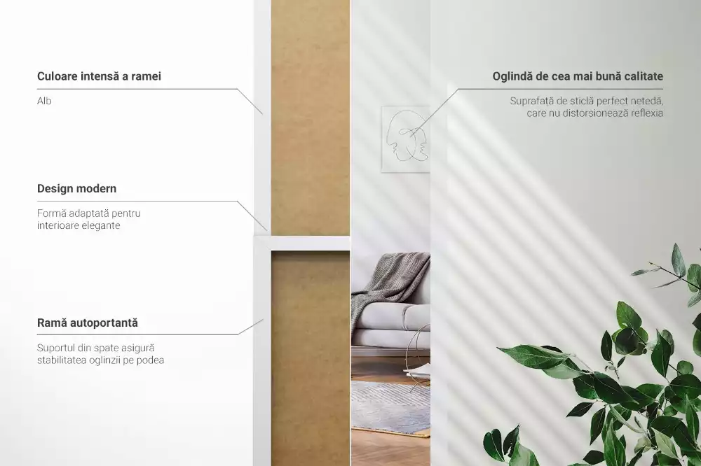 Lustro stojące w białej ramie