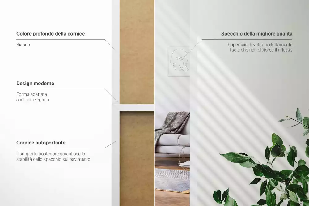 Lustro stojące w białej ramie