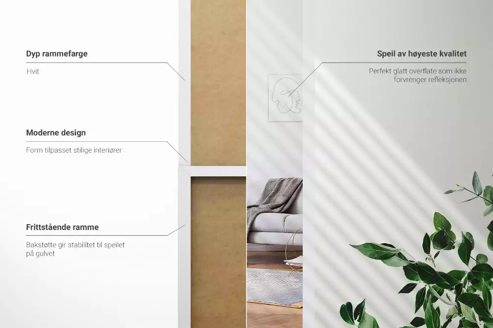 Lustro stojące w białej ramie