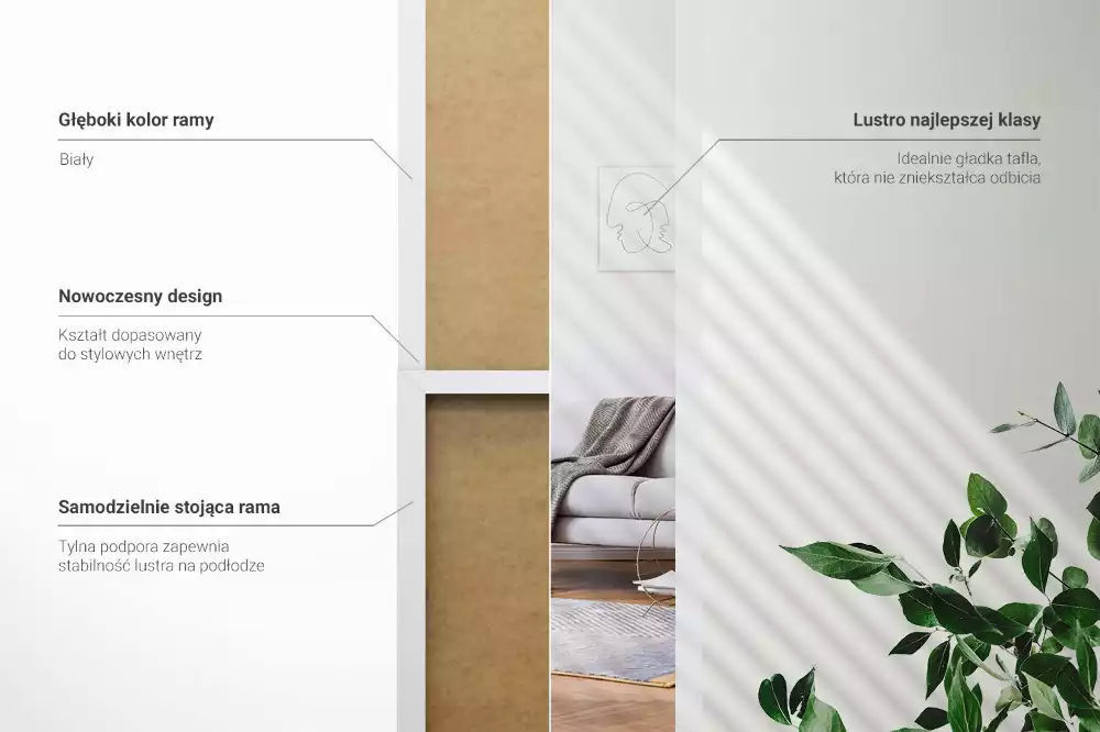 Lustro stojące w białej ramie