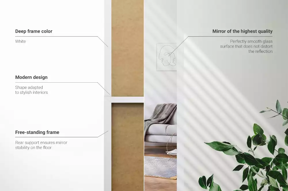 Lustro stojące w białej ramie