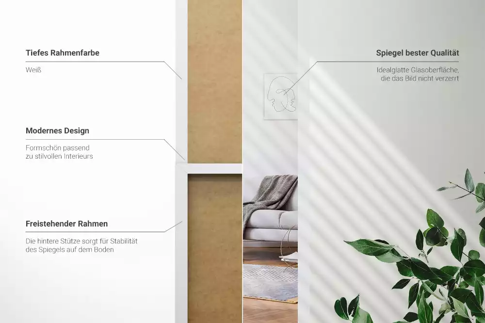 Lustro stojące w białej ramie