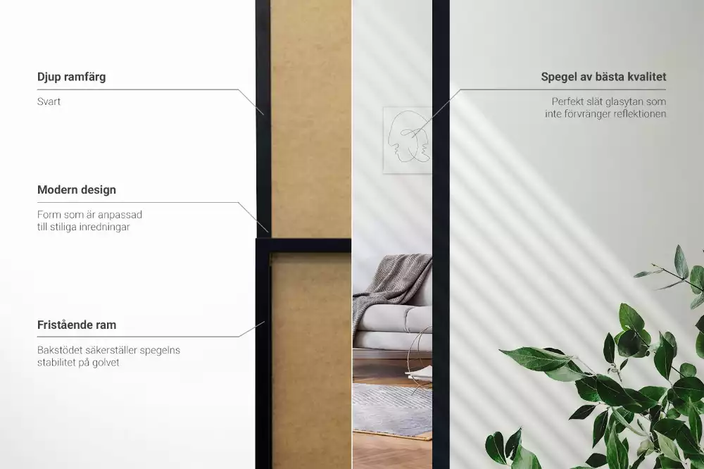 Lustro stojące w czarnej ramie