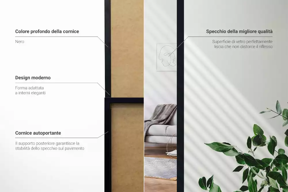 Lustro stojące w czarnej ramie