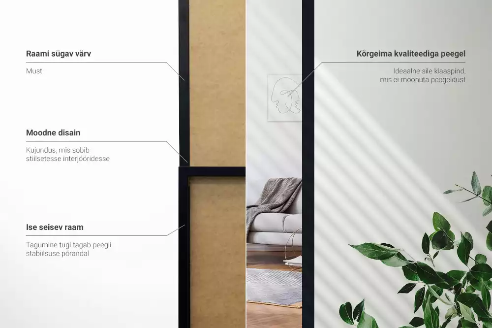 Lustro stojące w czarnej ramie