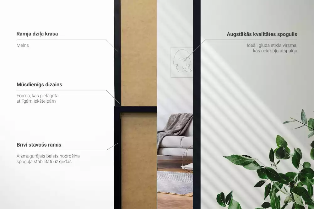 Lustro stojące w czarnej ramie