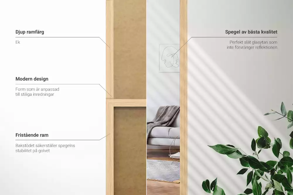 Lustro stojące w dębowej ramie