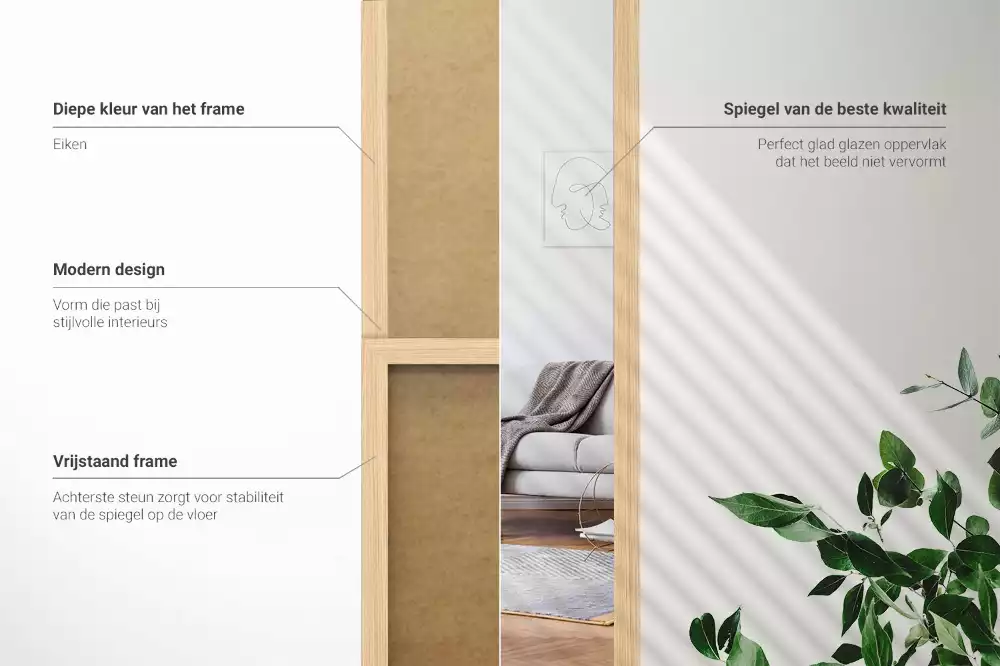 Lustro stojące w dębowej ramie