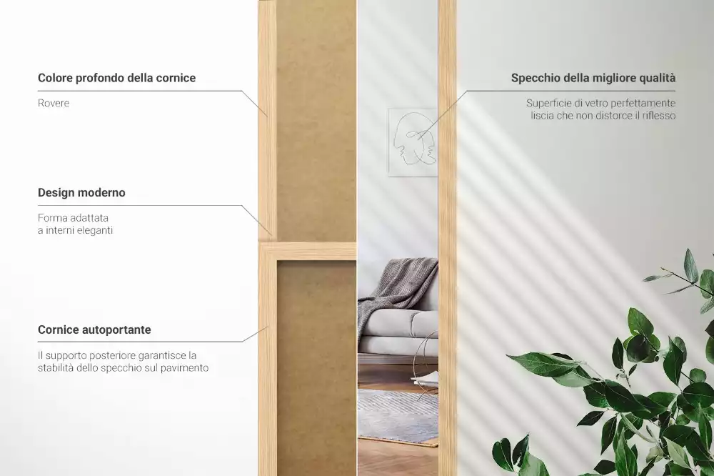 Lustro stojące w dębowej ramie