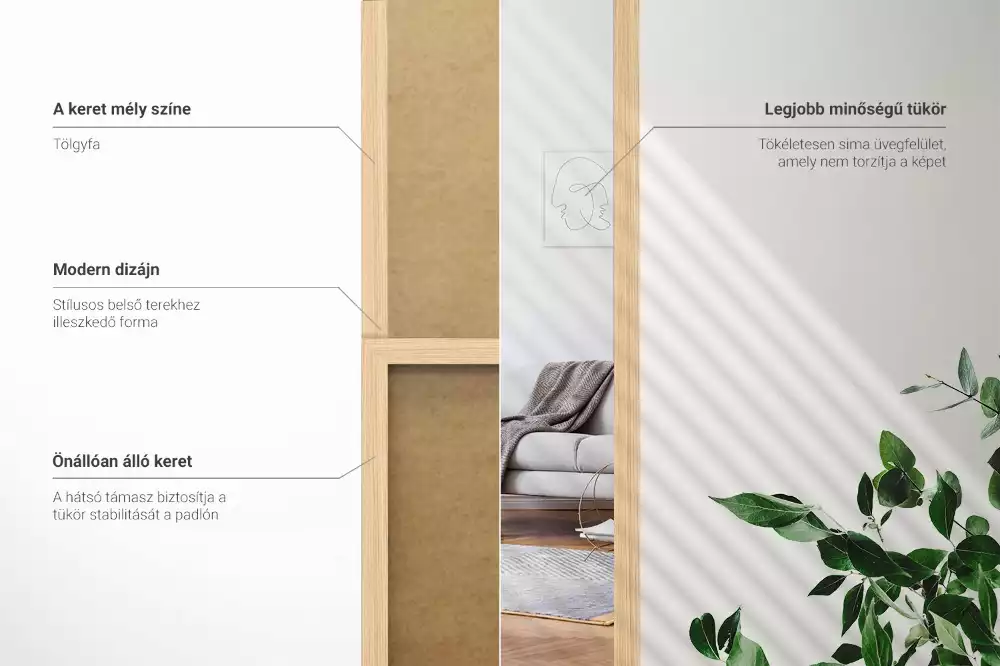 Lustro stojące w dębowej ramie