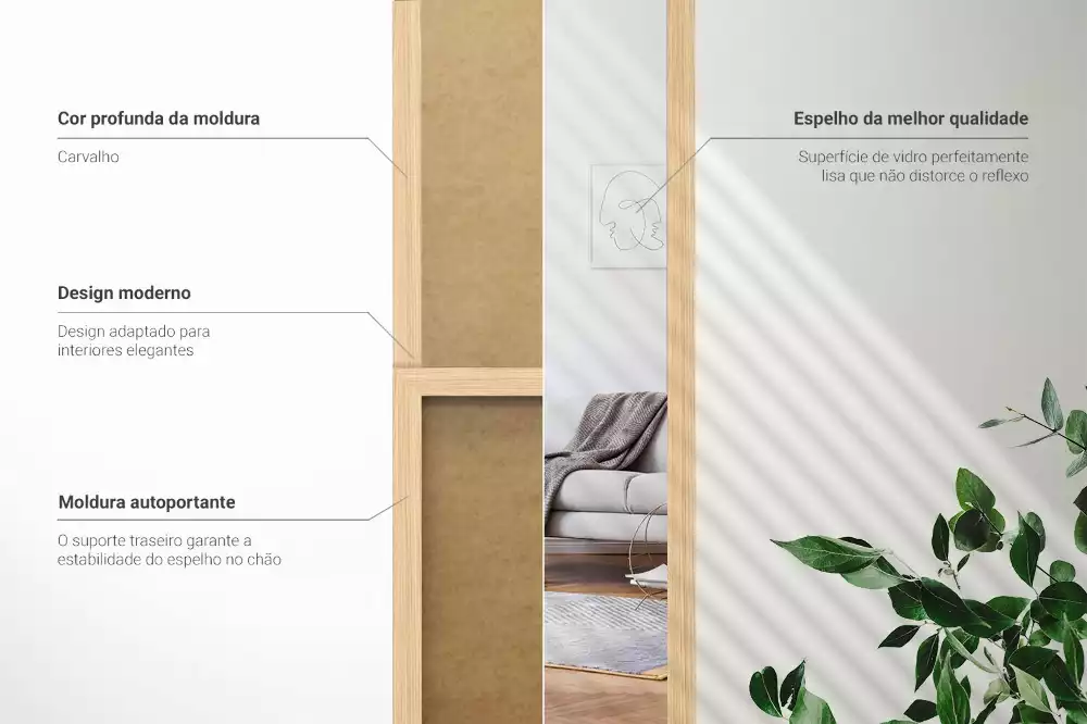 Lustro stojące w dębowej ramie