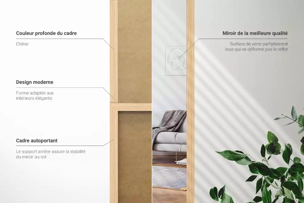 Lustro stojące w dębowej ramie