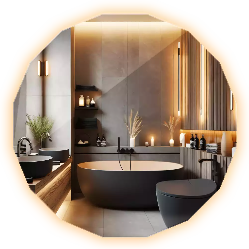 Lustro w kształcie wielościanu z podświetleniem LED