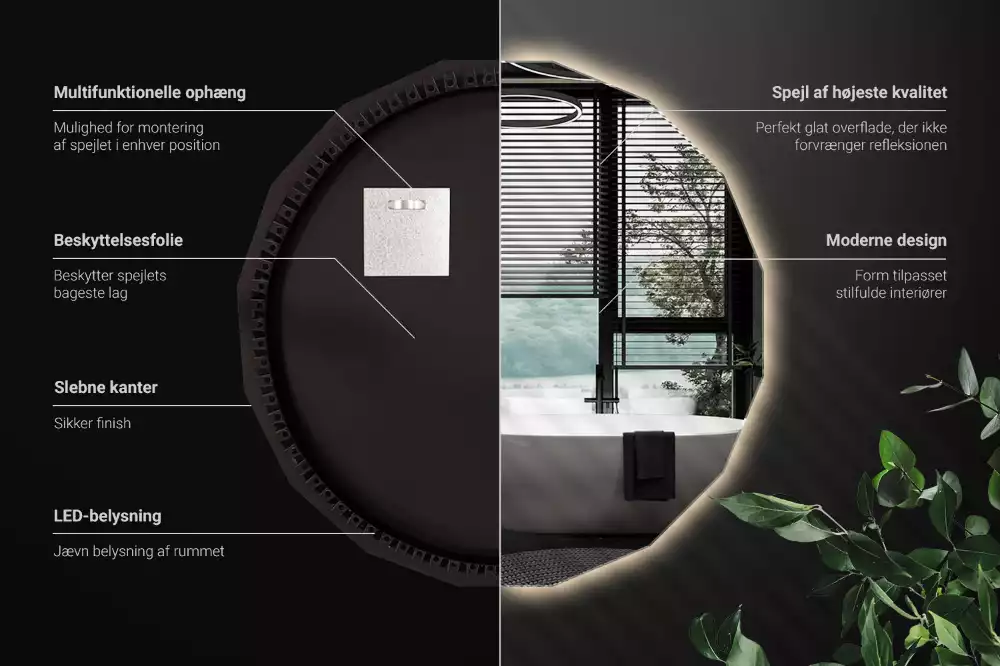 Lustro w kształcie wielościanu z podświetleniem LED