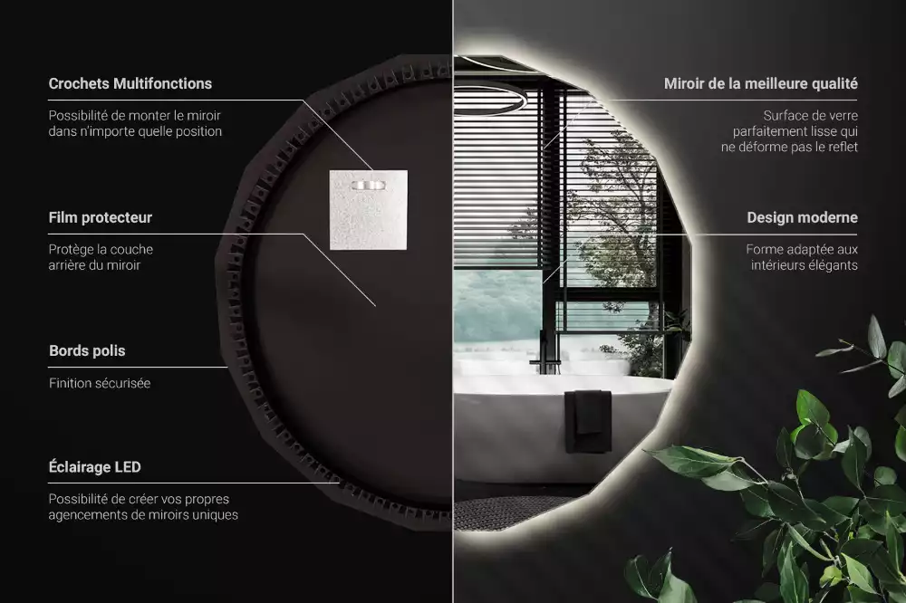 Lustro w kształcie wielościanu z podświetleniem LED