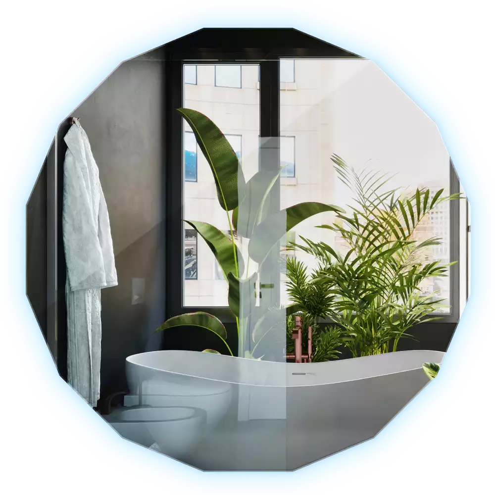 Lustro w kształcie wielościanu z podświetleniem LED