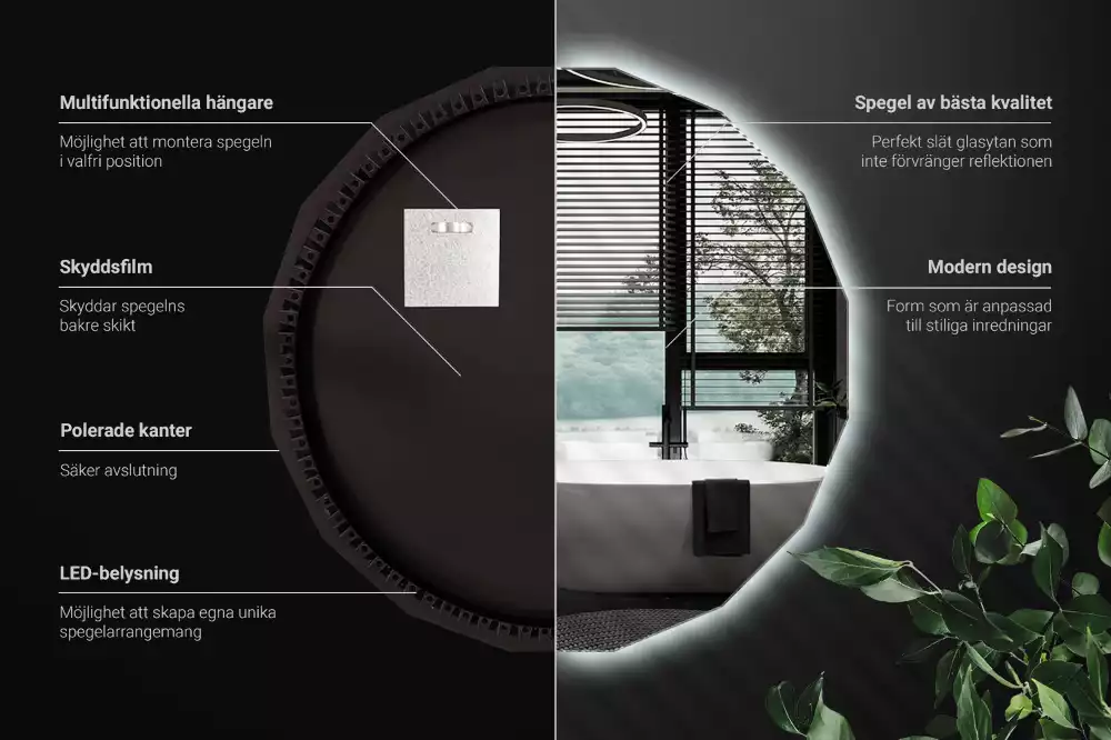 Lustro w kształcie wielościanu z podświetleniem LED