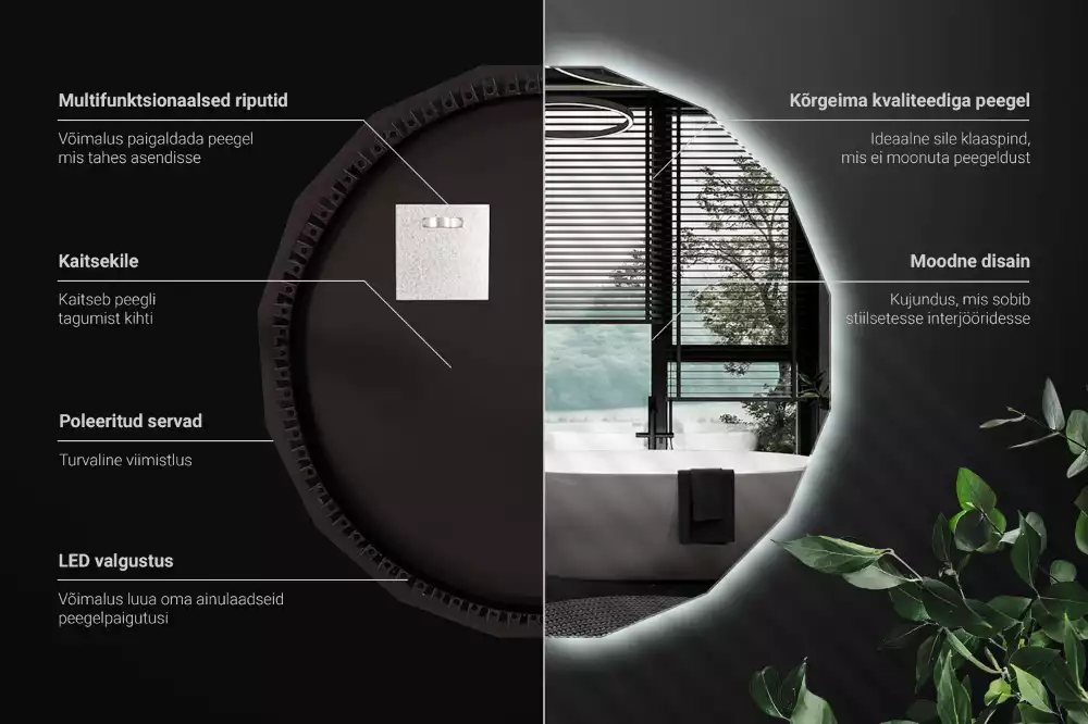 Lustro w kształcie wielościanu z podświetleniem LED