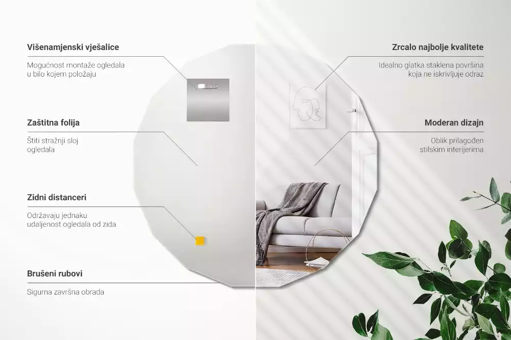 Lustro w geometrycznym kształcie o oryginalnym designie