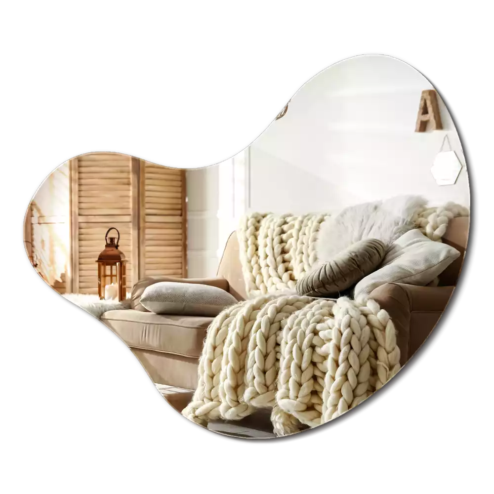 Lustro w organicznym kształcie bez ramy przeznaczone do zawieszenia