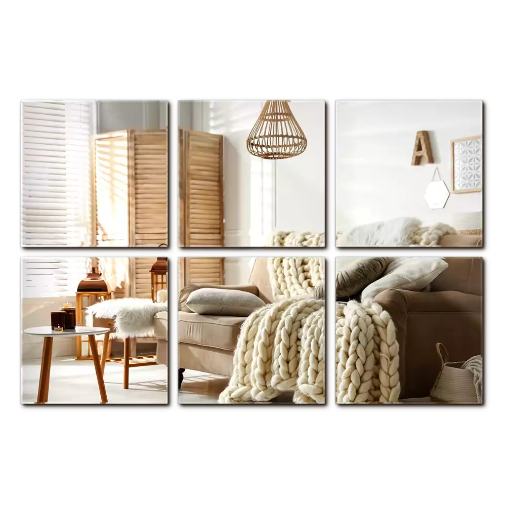 Płytki lustrzane samoprzylepne o kwadratowym kształcie, przeznaczone do dekoracji