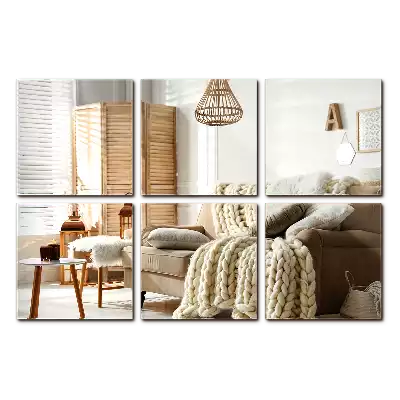 Płytki lustrzane samoprzylepne o kwadratowym kształcie, przeznaczone do dekoracji