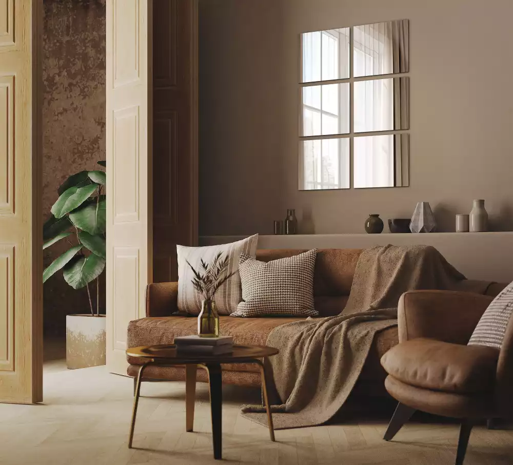 Płytki lustrzane samoprzylepne o kwadratowym kształcie, przeznaczone do dekoracji