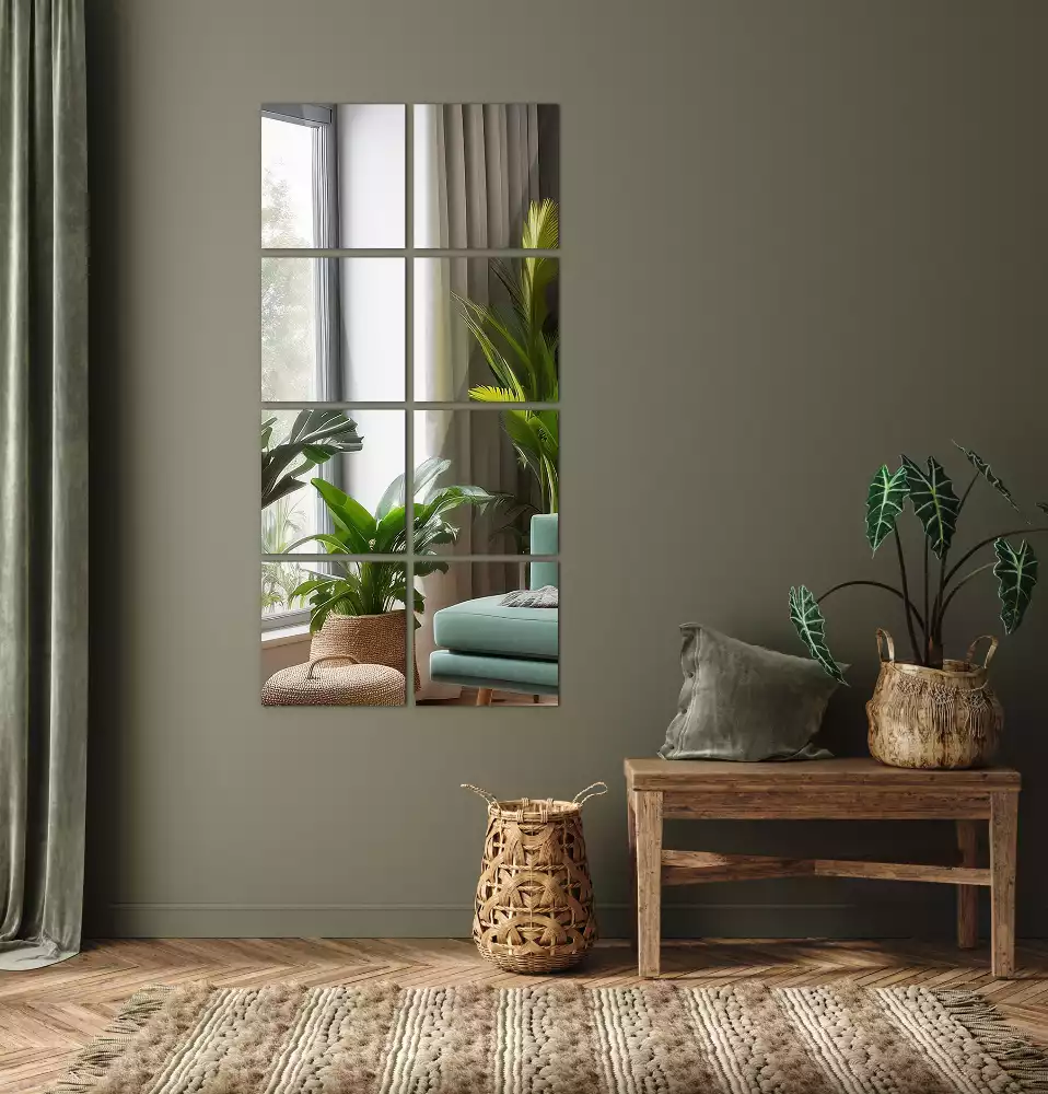 Płytki lustrzane samoprzylepne o kwadratowym kształcie, przeznaczone do dekoracji