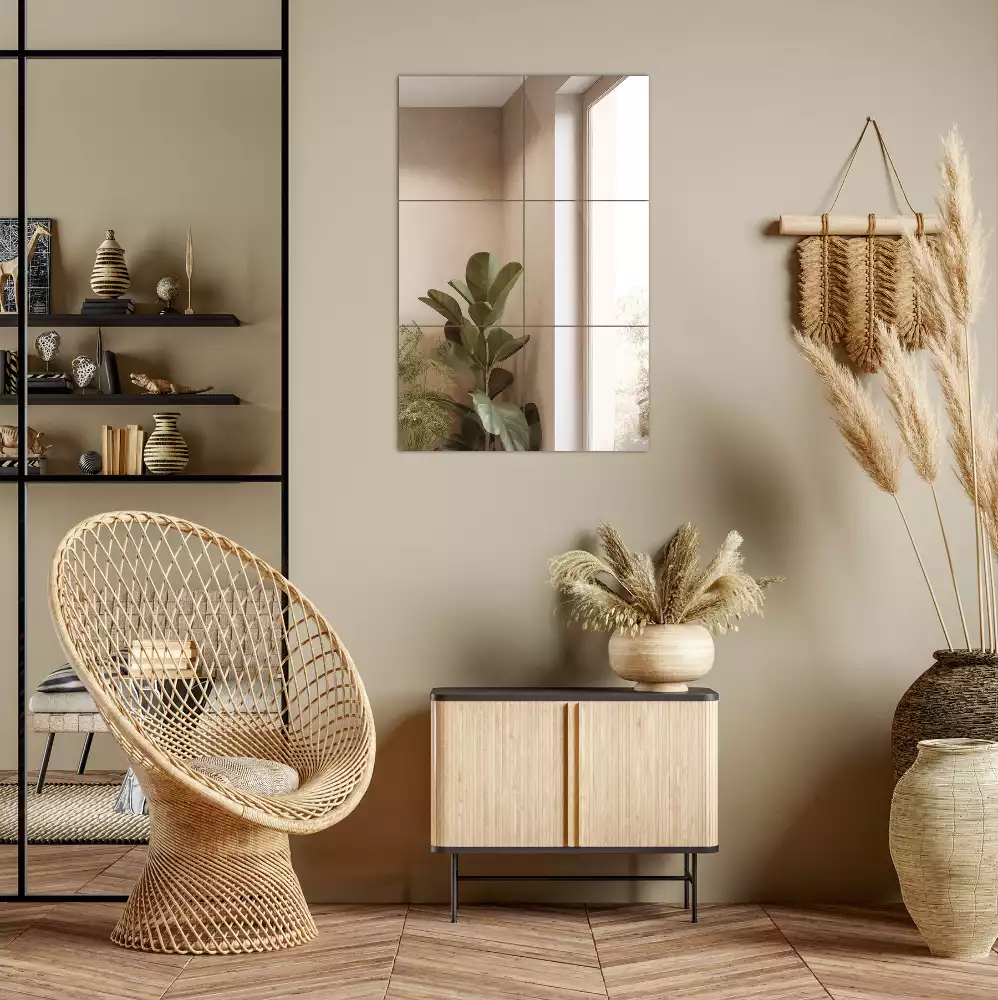 Płytki lustrzane samoprzylepne o kwadratowym kształcie, przeznaczone do dekoracji