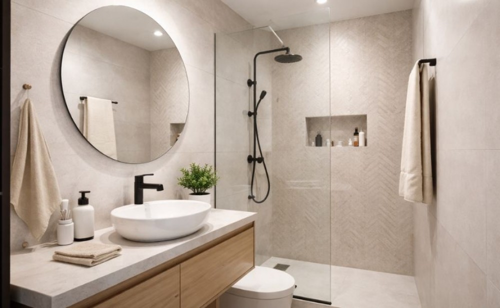 mała łazienka z prysznicem